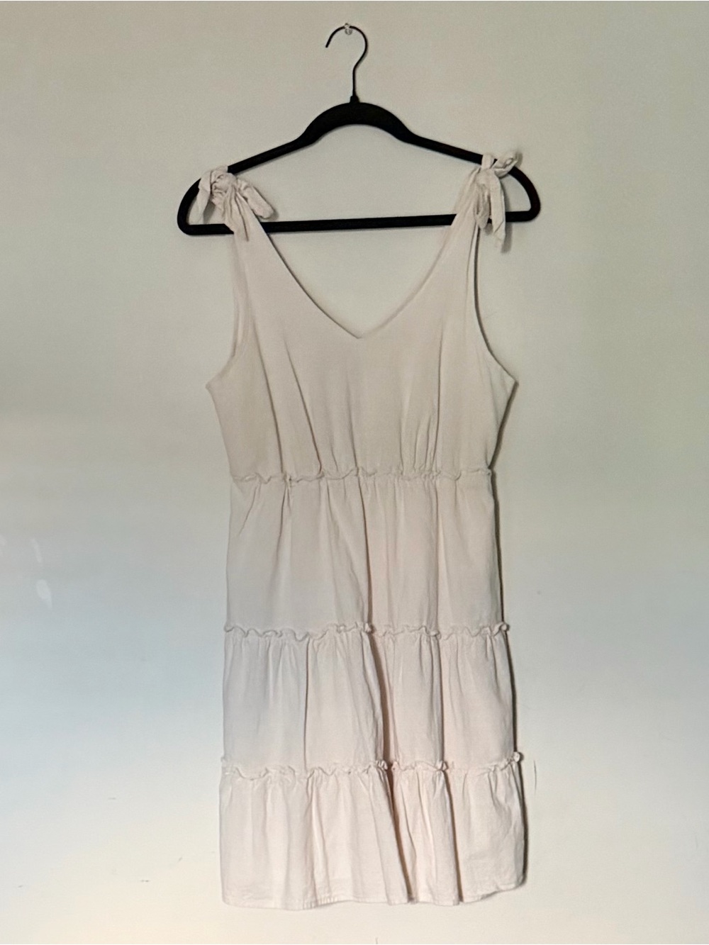 Light Pink Tiered Tie-Shoulder Summer Dress